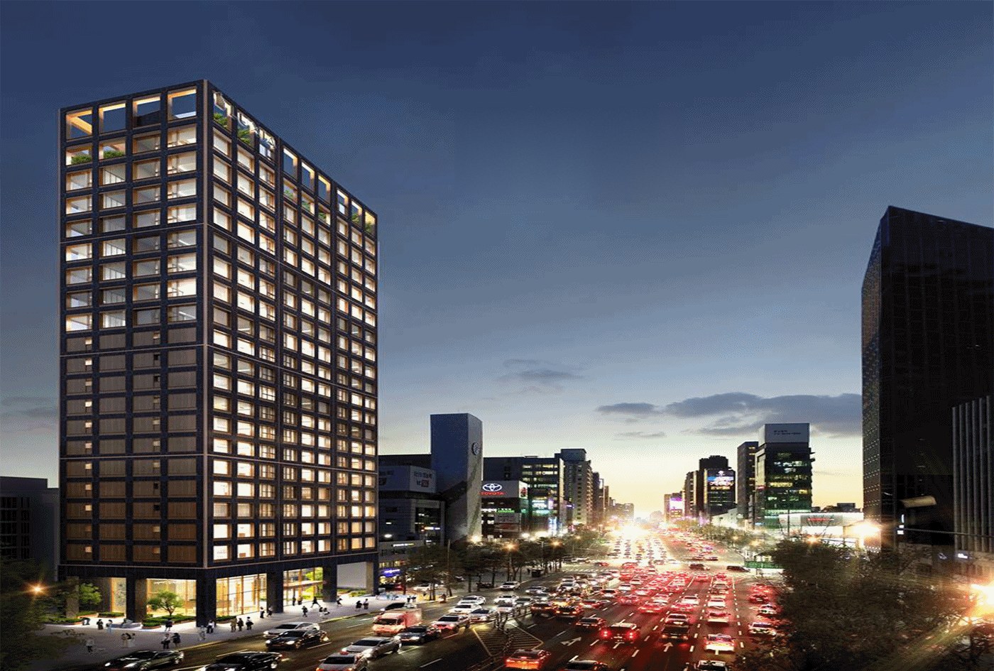 도산대로변 루시아 도산 208 야경