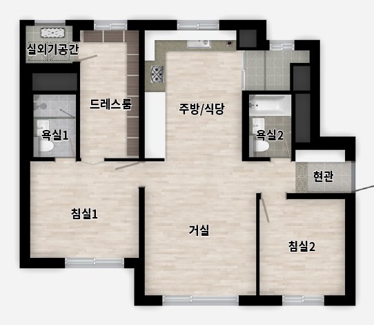 래미안 원페를라 59㎡C 확장형 평면도