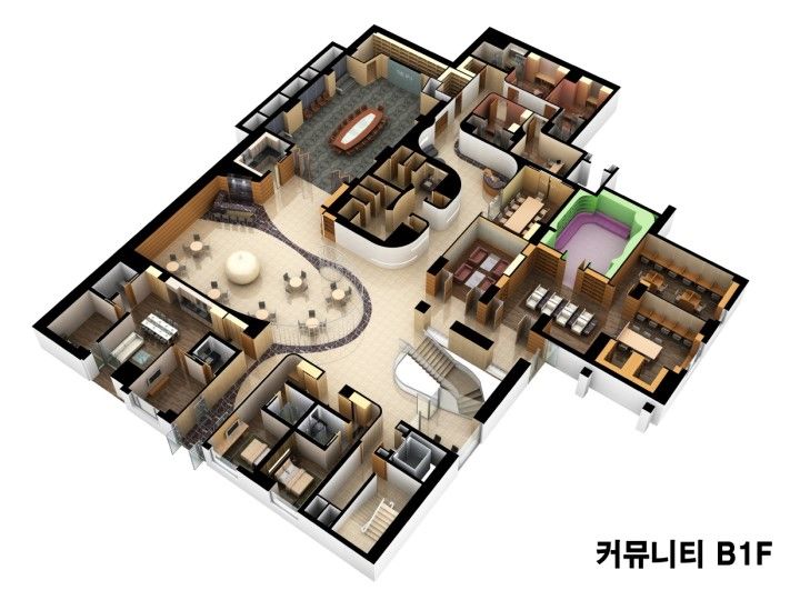 커뮤니티 지하 1층 투시도